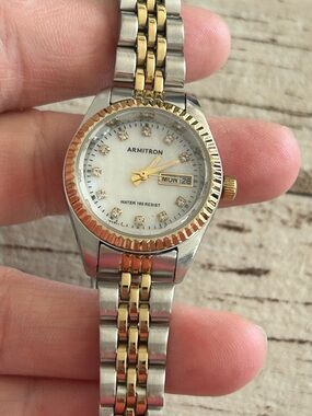 Armitron Two-Tone Gold and Silver Women's Bracelet Watch - White Dial